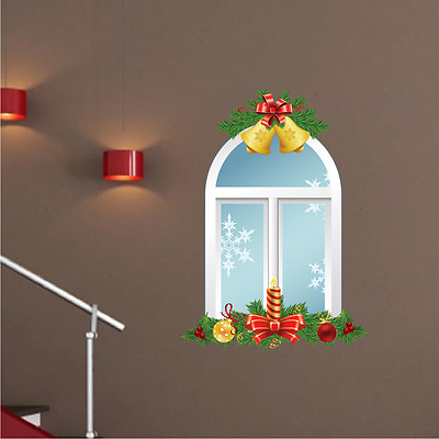 #ad Christmas Window Wall Decal Winter Christmas Holiday And Wall Decorations h93 $22.95