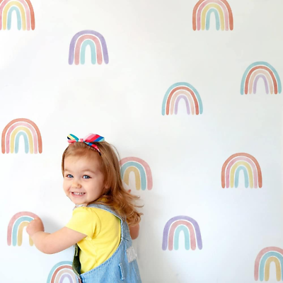 #ad #ad 36 Pcs of Rainbow Wall Decor Stickers Small Rainbow Wall Decal Watercolor Wallpa $14.39