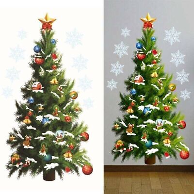 #ad Christmas Xmas Tree Art Decals Removable Window Stickers Wall Home Shop Decor $5.44