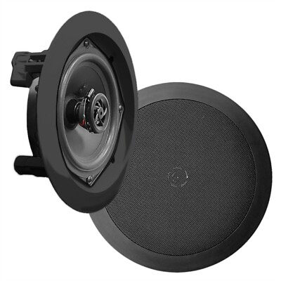 #ad Pyle In Wall In Ceiling Dual 5.25quot; Speaker 2 Way Flush Mount Black Pair $51.99