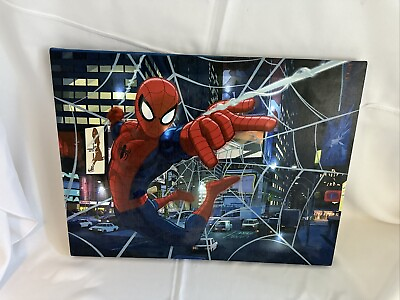 #ad Idea Nuova Spider Man LED Lighted Canvas Wall Art Children#x27;s Home Décor 16x12 $17.95