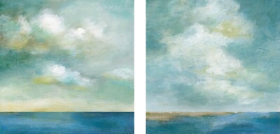 #ad Cloudscape Abstract Sky Wall Art Canvas 16x16 Set Of 2 Coastal Decor Picture $79.99