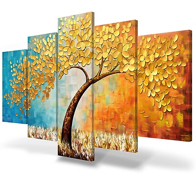 #ad Large Wall Art Paintings for Bedroom Tree Wall Decor 3D Gold Flower Wall Pain... $174.88