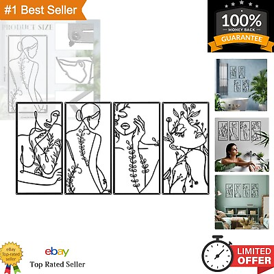 #ad Modern Metal Line Wall Art Set Abstract Decoration for Living Room 4 Pieces $48.59