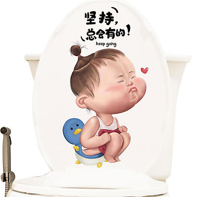 #ad Funny Cartoon Toilet Lid Decal PVC WC Sticker For Bathroom Creative Decor Wall $6.90