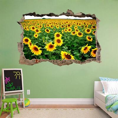 #ad Sunflower Field Smashed Wall Decal Graphic Wall Sticker Art Mural Flowers H567 $42.07