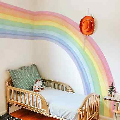#ad Half Rainbow Rectangle Rainbow Wall Stickers for Girls Playroom 141.73quot; x 70.87quot; $79.99