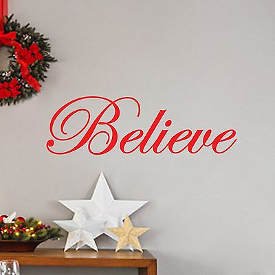 #ad Believe Christmas Wall Vinyl Decal Sticker Family Kids Holiday Santa Door Art $5.00