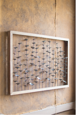 #ad Wood Framed Metal Leaves Wall Hanging Multi $217.71