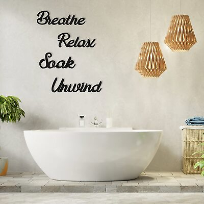 #ad #ad Jetec 4 Pieces Farmhouse Bathroom Wall Decors Relax Soak Unwind Breathe Wooden $20.01