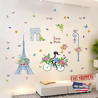 #ad #ad Removable Vinyl Wall Decal Paris Eiffel tower Girl Sticker Home Room DIY Decor $11.99