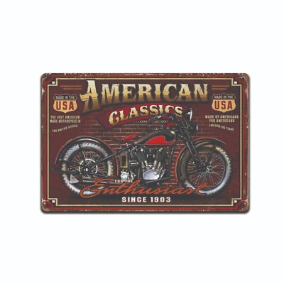 #ad Motorcycle Garage Decorative Plaque Metal Sign Motor Brand Vintage Tin Decor New $12.95