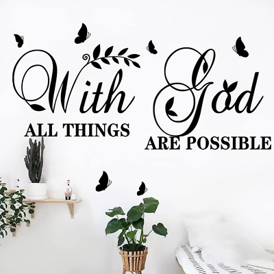 #ad With God All Things Are Possible Wall Stickers Inspirational Wall Decal Vinyl Wa $18.22