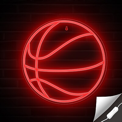 Lumoonosity Basketball Red Neon Sign LED Light Wall Bedroom Boys Sports Decor $29.99