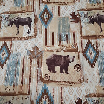 #ad Rustic Living BTY Arthur Kenneth Quilting Treasures North Woods Moose Bear $7.99