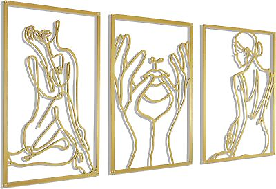 #ad #ad Gold Wall Art Decor for Living Room Bedroom Minimalist Modern Abstract Line Real $52.31