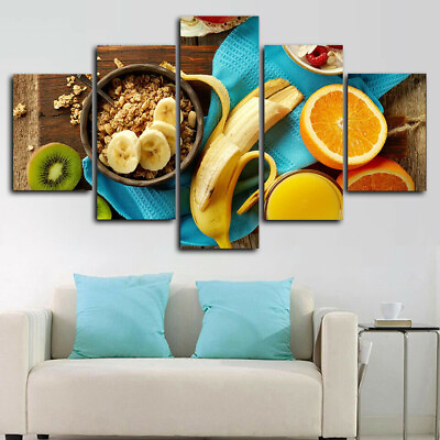 #ad Healthy Breakfast Fruits Kitchen Food 5 Panel Canvas Print Wall Art Home Decor $161.80
