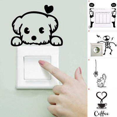 #ad 3d Wall Animals Patterns Switch Sticker Home Decor Kids Room Cat Dog Mural Art $0.99