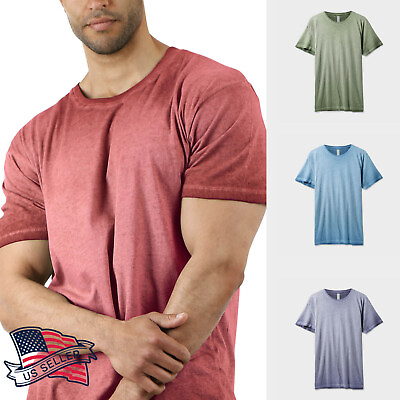 #ad #ad Mens Short Sleeve T Shirts Basic Oil Wash Soft Faded Vintage Casual Crewneck Tee $9.99