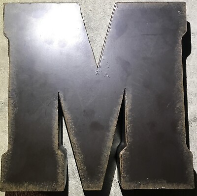 #ad Brown Metal Capital Letter “M” Initial Wall Sign Decorating Decor 11”x11”x2” $15.00