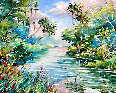 #ad Oil Painting Original Art Florida Everglades National Park Landscape 8x10 inches $41.00