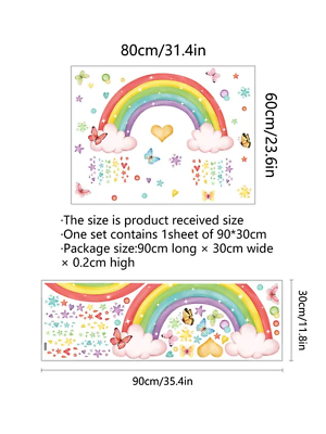 #ad Cartoon Rainbow Wall Decals Baby Room Decoration Wall Stickers for Kids Room Bed $30.26