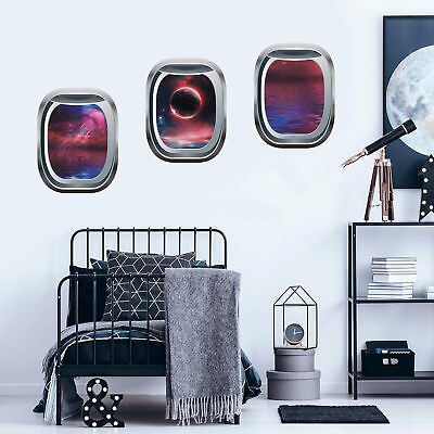 #ad Ocean Wall Decals Porthole Wall Decor 3D Peel and Stick Galaxy Space Wall Sticke $12.73