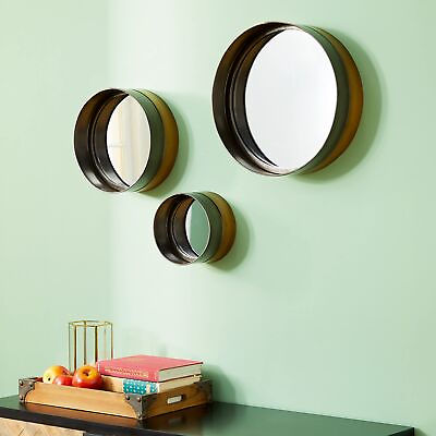#ad Metal Room Wall Mirror Entryway Mirrors Set of 3 Wall Mounted Mirrors 16quot; 1... $110.36