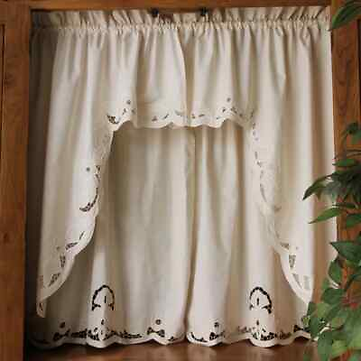 #ad Short Coffee Curtain Retro Hollow Curtains for Kitchen Cabinet Door Window Decor $64.24