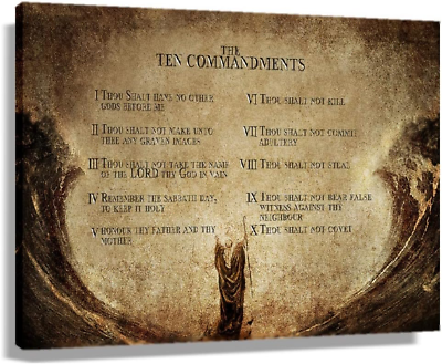 #ad Ten Commandments Poster Scripture Wall Art Framed Canvas Quotes Wall Decor Moder $88.82
