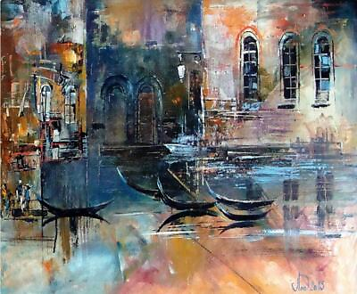 #ad Large HandPainted Oil Painting on Canvas for Home wall Decor Modern Art Cityview $81.37