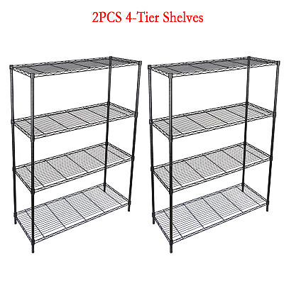 #ad 2PCS 4 Tier Metal Wire Rack Shelving Unit Kitchen Garage Rack Heavy Duty Storage $80.58