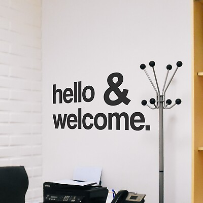#ad #ad Hello and Welcome Office Wall Decal Sticker Quote Home Decor Wall Art Entrance $15.97