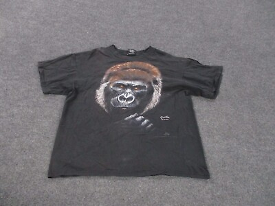 #ad Vintage 3D Emblem Shirt Adult XL Black Biker Faded Gorilla Graphic Animal Mens $49.95
