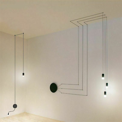 #ad #ad Industrial Art Diy Wall Lamp Long Line Black Minimalist Lights Loft Room Decor $357.88