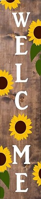 #ad Welcome Sunflower Wooden Porch Sign Vertical Wooden Signs For Kitchen Decor $19.70