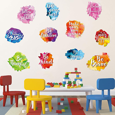 #ad 6 Pieces Colorful Inspirational Wall Decal Watercolor Inspirational Quote Wall S $17.63