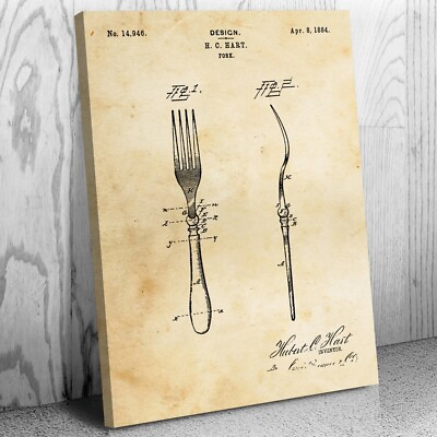 #ad Fork Canvas Print Kitchenware Art Culinary Gifts Kitchen Decor Chef Gift $49.95