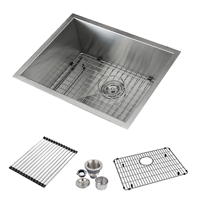 #ad 23 Inch Kitchen Sink 16 Gauge Undermount Handmade Single Bowl Stainless Steel $149.99