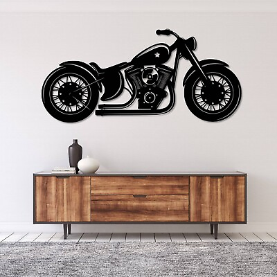 #ad Wall Art Home Decor Metal Acrylic 3D Silhouette Poster USA Motorcycle $93.60