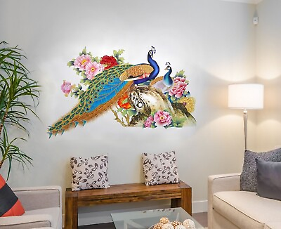 #ad Decals Design #x27;Peacock Birds Nature#x27; Wall Sticker PVC Vinyl 60 cm x 90 cm $13.05
