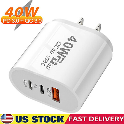 #ad Dual PD 40W Fast Wall Charger Power Adapter For iPhone 15 Pro Max 14 13 12 Plus $6.38