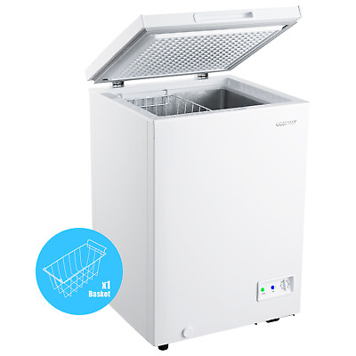 #ad 3.5 Cubic Feet Chest Freezer w 7 Grade Adjustable Temperature for Kitchen White $289.99