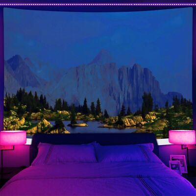 #ad #ad Nature Nordic Large Wall Art Blacklight Poster UV Reactive Tapestry Wall Hanging $18.98