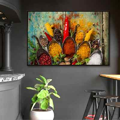 #ad Food and Spices Canvas Painting Canvas Wall Art For Kitchen Decor Canvas Mural $3.79