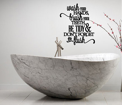 #ad #ad BATHROOM COLLAGE VINYL WALL DECAL LETTERING DECOR SUBWAY QUOTE STICKER $10.57