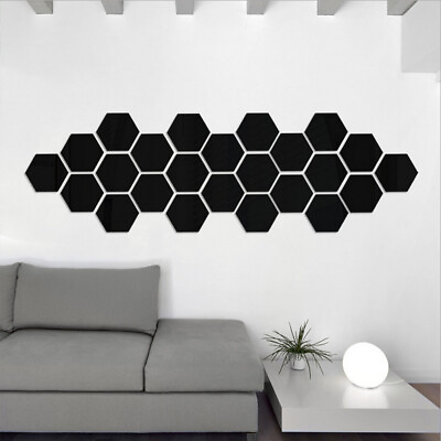 #ad 3D Acrylic Hexagon Wall Sticker Removable Mirror Home Decor Art DIY Stickers $1.19