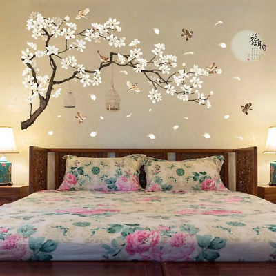 #ad Big Size Tree Wall Stickers Birds Flower Home Decor Wallpapers for Room DIY Room $22.63
