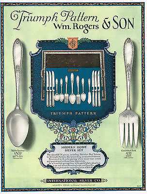 #ad 1920s BIG Vintage Rogers International Silver Art Deco Kitchen Decor Print Ad $35.00