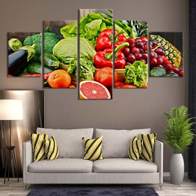 Healthy Vegetables Poster Fresh Fruits Wall Art Kitchen Decor 5 pcs Canvas Print $128.74